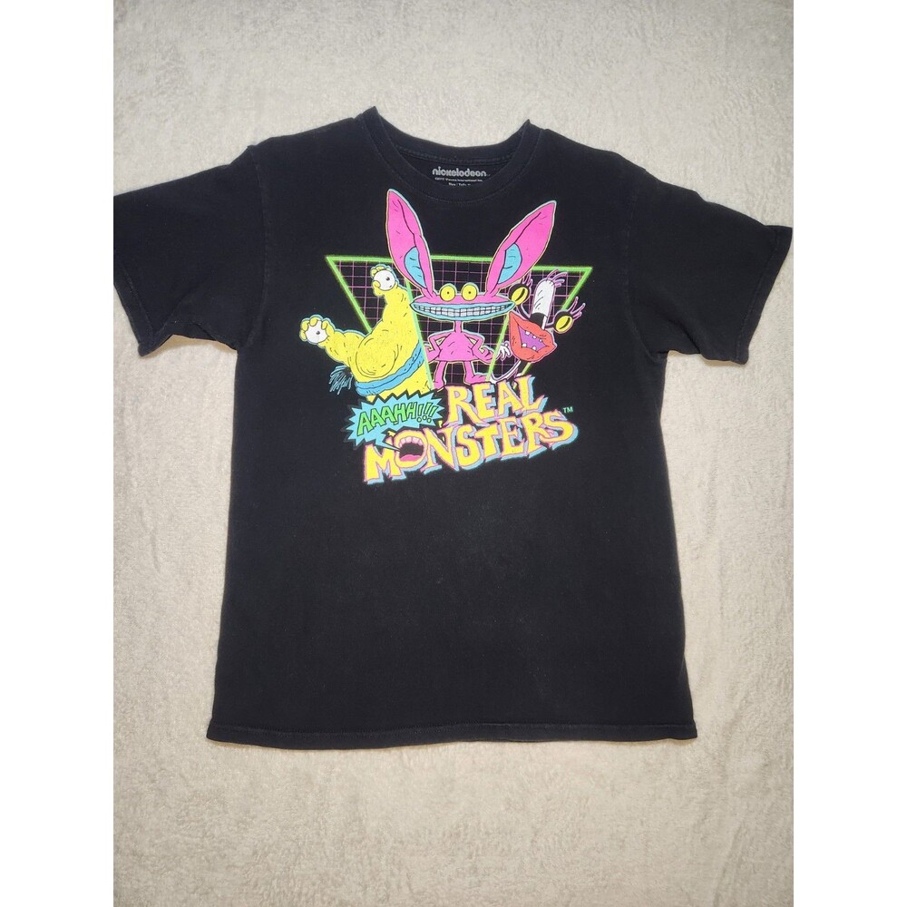 Nickelodeon Aaahh!!! Real Monsters Black Graphic Tee Short Sleeve Adult M